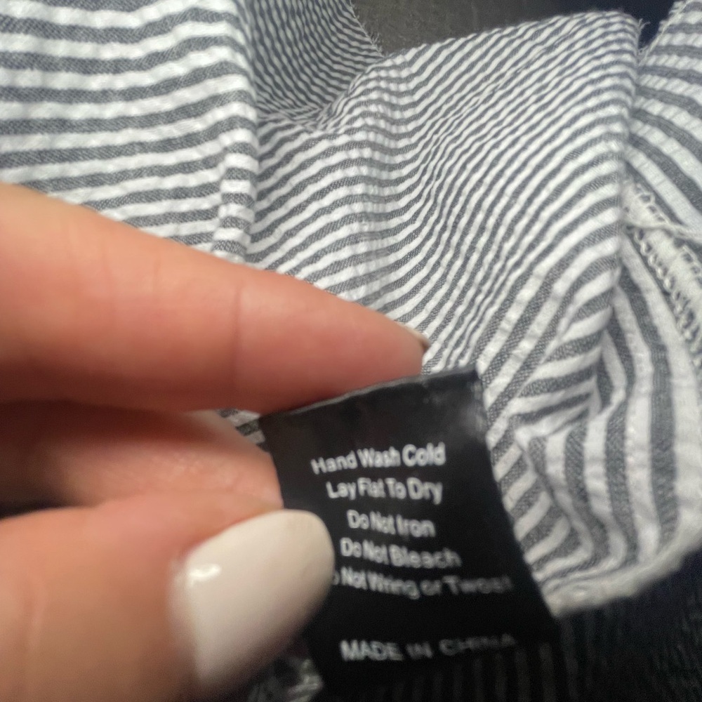POL Asymmetrical Ruffle Hem Gingham Pinstripe Cotton Mini Skirt Size M - Picture 7 of 7